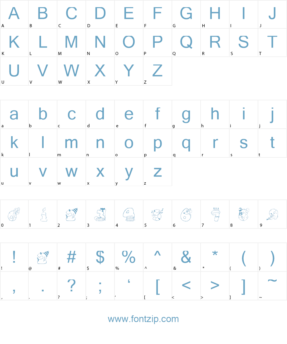 KR Birthday Numbers Font Character
